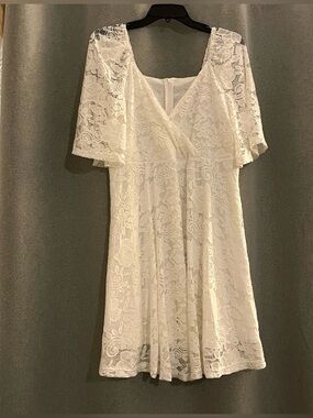 White Lace Mini Dress Size Large Engagement Shoot/Bridal Shower Dress